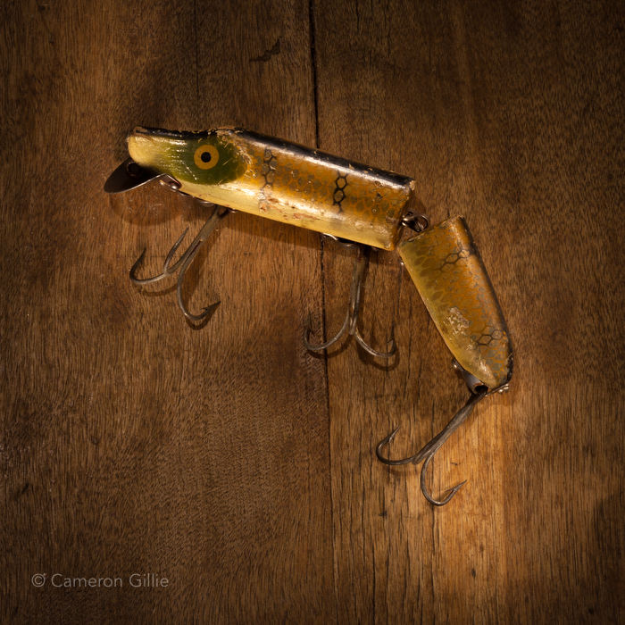 Vintage fishing lures light painted with nothing but a small