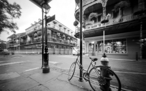 pinhole photo of a bike in new orleans
